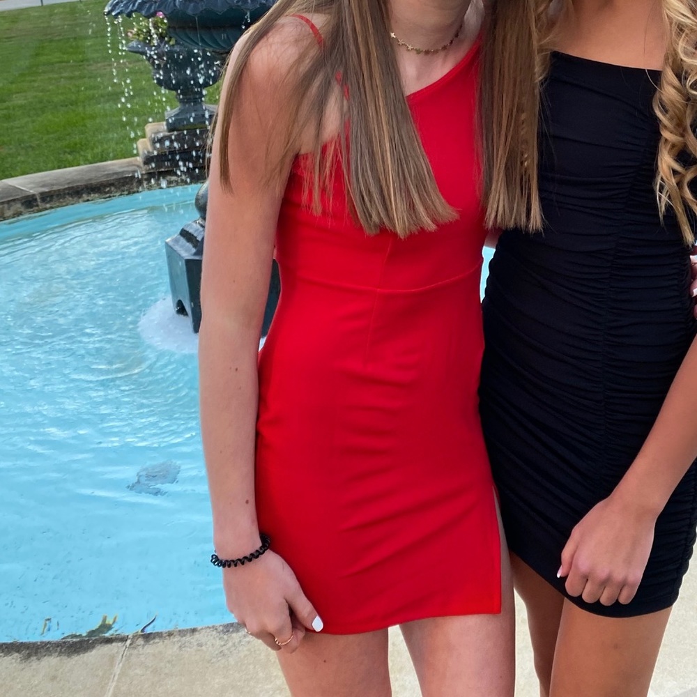 Red mini dress